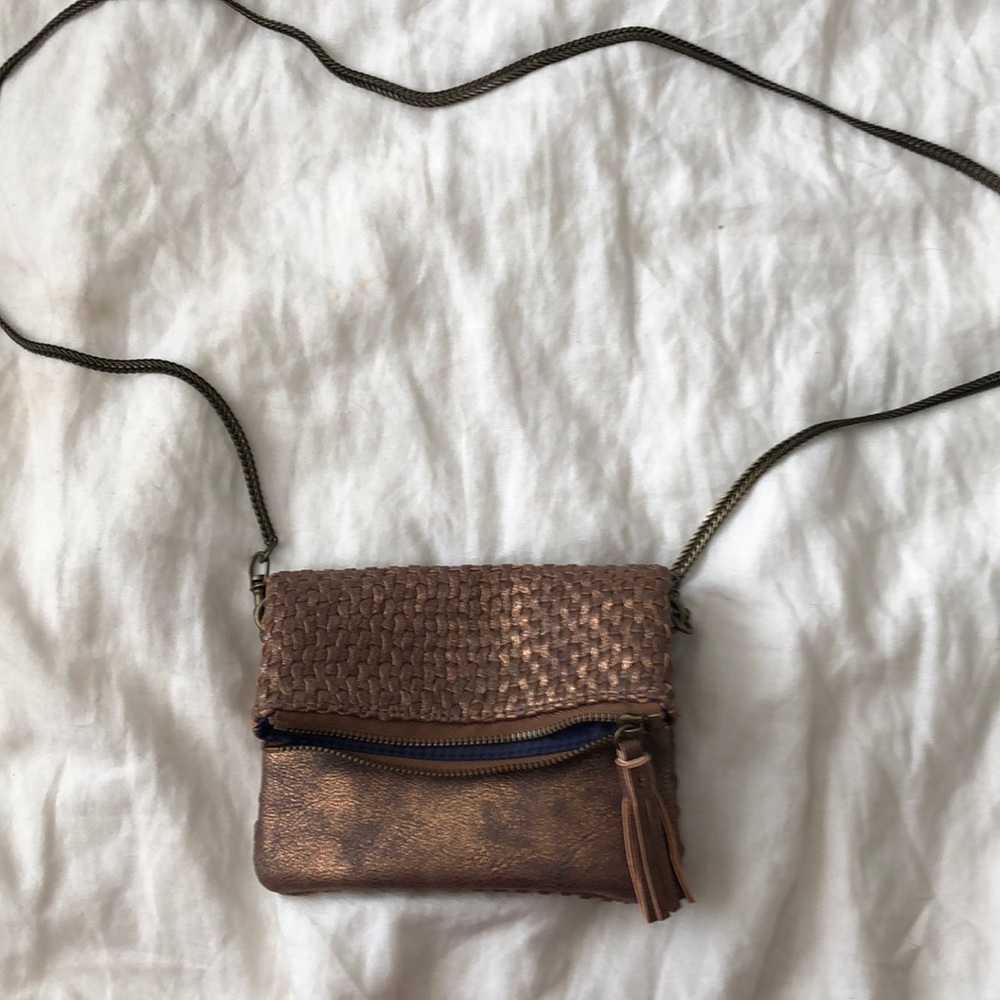 Deux Lux, Rose gold crossbody bag from Anthro.